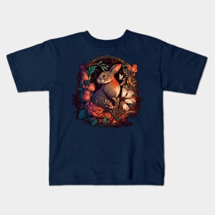 Rabbit and flowers Kids T-Shirt